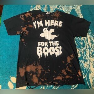 “I’m here for the boos” Black Acid Wash Distressed Glow In The Dark T Shirt NEW